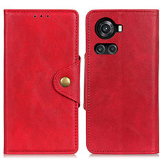 Leather Case Stands Flip Cover Holder N06P for OnePlus 10R 5G Red