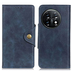 Leather Case Stands Flip Cover Holder N06P for OnePlus 11 5G Blue