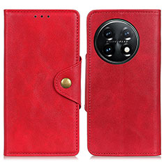 Leather Case Stands Flip Cover Holder N06P for OnePlus 11 5G Red