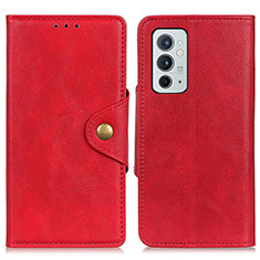 Leather Case Stands Flip Cover Holder N06P for OnePlus 9RT 5G Red