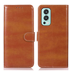 Leather Case Stands Flip Cover Holder N06P for OnePlus Nord 2 5G Brown