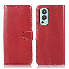 Leather Case Stands Flip Cover Holder N06P for OnePlus Nord 2 5G Red