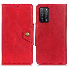 Leather Case Stands Flip Cover Holder N06P for Oppo A53s 5G Red