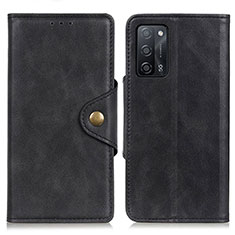 Leather Case Stands Flip Cover Holder N06P for Oppo A55 5G Black