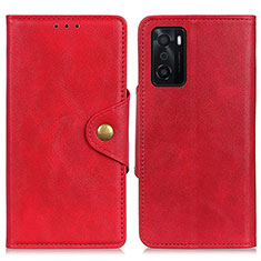 Leather Case Stands Flip Cover Holder N06P for Oppo A55S 5G Red