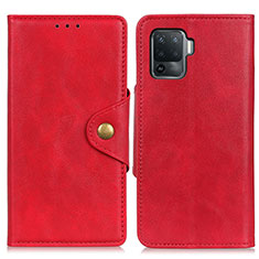 Leather Case Stands Flip Cover Holder N06P for Oppo F19 Pro Red