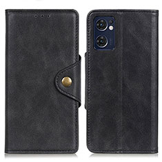 Leather Case Stands Flip Cover Holder N06P for Oppo Find X5 Lite 5G Black