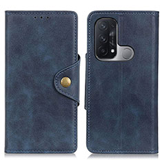 Leather Case Stands Flip Cover Holder N06P for Oppo Reno5 A Blue
