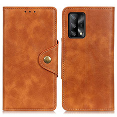 Leather Case Stands Flip Cover Holder N06P for Oppo Reno6 Lite Brown