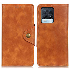 Leather Case Stands Flip Cover Holder N06P for Realme 8 4G Brown