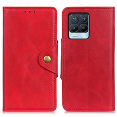 Leather Case Stands Flip Cover Holder N06P for Realme 8 4G Red