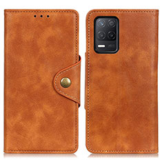 Leather Case Stands Flip Cover Holder N06P for Realme 8 5G Brown