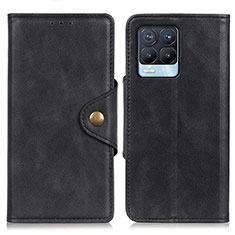 Leather Case Stands Flip Cover Holder N06P for Realme 8 Pro Black