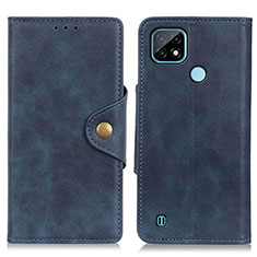 Leather Case Stands Flip Cover Holder N06P for Realme C21 Blue