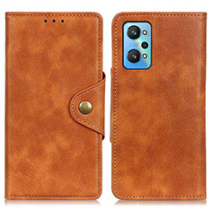 Leather Case Stands Flip Cover Holder N06P for Realme GT Neo2 5G Brown