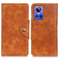 Leather Case Stands Flip Cover Holder N06P for Realme GT Neo3 5G Brown