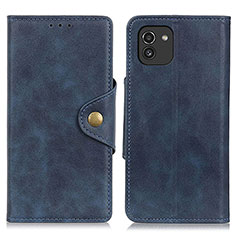 Leather Case Stands Flip Cover Holder N06P for Samsung Galaxy A03 Blue