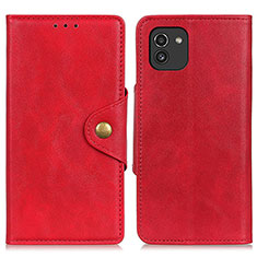 Leather Case Stands Flip Cover Holder N06P for Samsung Galaxy A03 Red