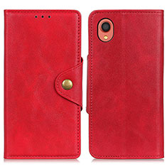 Leather Case Stands Flip Cover Holder N06P for Samsung Galaxy A22 5G SC-56B Red