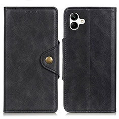 Leather Case Stands Flip Cover Holder N06P for Samsung Galaxy F04 Black