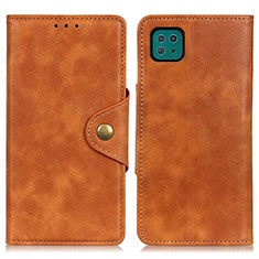 Leather Case Stands Flip Cover Holder N06P for Samsung Galaxy F42 5G Brown