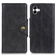 Leather Case Stands Flip Cover Holder N06P for Samsung Galaxy M04 Black
