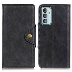 Leather Case Stands Flip Cover Holder N06P for Samsung Galaxy M13 4G Black