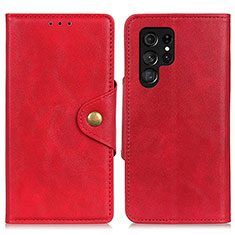 Leather Case Stands Flip Cover Holder N06P for Samsung Galaxy S22 Ultra 5G Red