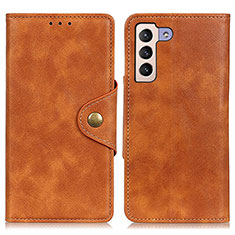 Leather Case Stands Flip Cover Holder N06P for Samsung Galaxy S24 Plus 5G Brown