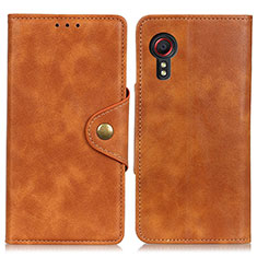 Leather Case Stands Flip Cover Holder N06P for Samsung Galaxy XCover 5 SM-G525F Brown