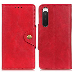 Leather Case Stands Flip Cover Holder N06P for Sony Xperia 10 IV Red