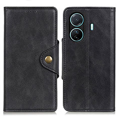 Leather Case Stands Flip Cover Holder N06P for Vivo T1 5G Black