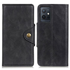 Leather Case Stands Flip Cover Holder N06P for Vivo T1 5G India Black