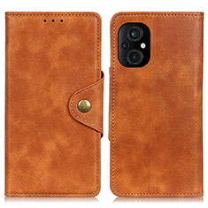 Leather Case Stands Flip Cover Holder N06P for Xiaomi Poco M5 4G Brown