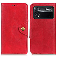 Leather Case Stands Flip Cover Holder N06P for Xiaomi Poco X4 Pro 5G Red