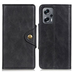 Leather Case Stands Flip Cover Holder N06P for Xiaomi Redmi Note 12 Turbo 5G Black