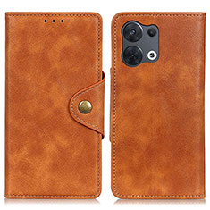 Leather Case Stands Flip Cover Holder N06P for Xiaomi Redmi Note 13 Pro 5G Brown