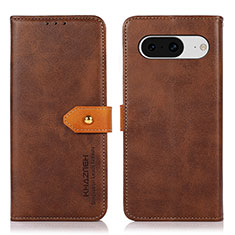 Leather Case Stands Flip Cover Holder N07P for Google Pixel 8 5G Brown