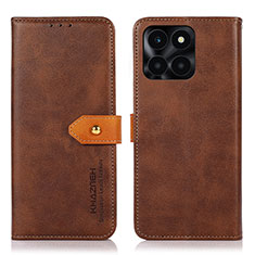 Leather Case Stands Flip Cover Holder N07P for Huawei Honor X6a Brown