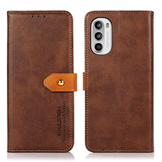 Leather Case Stands Flip Cover Holder N07P for Motorola Moto Edge (2022) 5G Brown