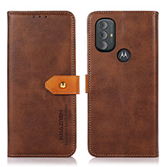 Leather Case Stands Flip Cover Holder N07P for Motorola Moto G Power (2022) Brown