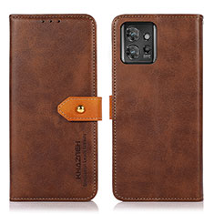 Leather Case Stands Flip Cover Holder N07P for Motorola ThinkPhone 5G Brown