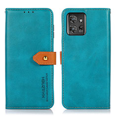 Leather Case Stands Flip Cover Holder N07P for Motorola ThinkPhone 5G Cyan