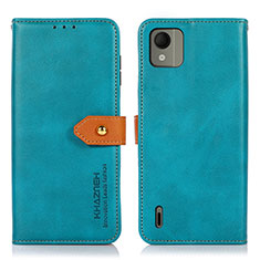 Leather Case Stands Flip Cover Holder N07P for Nokia C110 Cyan