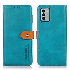 Leather Case Stands Flip Cover Holder N07P for Nokia G22 Cyan