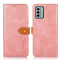 Leather Case Stands Flip Cover Holder N07P for Nokia G22 Pink