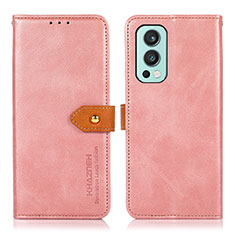 Leather Case Stands Flip Cover Holder N07P for OnePlus Nord 2 5G Pink