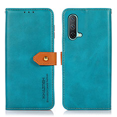 Leather Case Stands Flip Cover Holder N07P for OnePlus Nord CE 5G Cyan