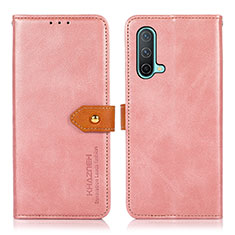 Leather Case Stands Flip Cover Holder N07P for OnePlus Nord CE 5G Pink