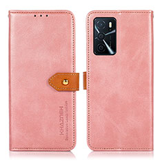 Leather Case Stands Flip Cover Holder N07P for Oppo A16 Pink